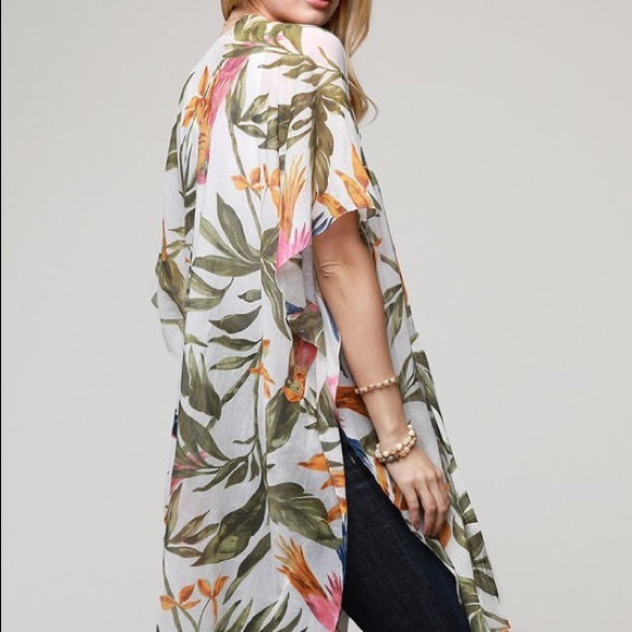 SOLD OUT Tropical Parrot Palm Leaf Kimono Coverup Wrap - Picture 3 of 4